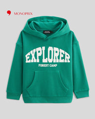 MONOPRIX GREEN EXPLORER PRINTED HOODIE