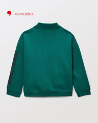 MONOPRIX GREEN FLEECE POLO COLLAR JACKET