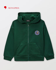 MONOPRIX GREEN FLEECE ZIPPED HOODIE