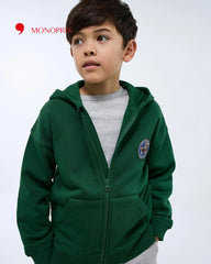 MONOPRIX GREEN FLEECE ZIPPED HOODIE