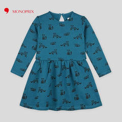 MONOPRIX BLUE FOX PRINTED FLEECE DRESS