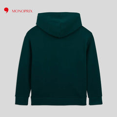 MONOPRIX GREEN HOODED SWEATSHIRT WITH FANCY PRINT