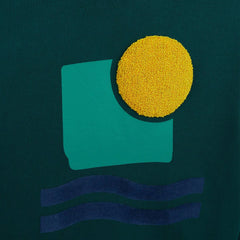 MONOPRIX GREEN HOODED SWEATSHIRT WITH FANCY PRINT