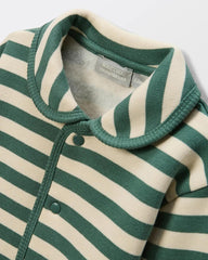 MONOPRIX GREEN STRIPED CARDIGAN WITH PETER PAN COLLAR