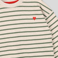 MONOPRIX GREEN STRIPED EMBROIDERED SWEATSHIRT