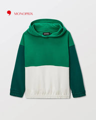 MONOPRIX GREEN TRICOLOR HOODED SWEATSHIRT