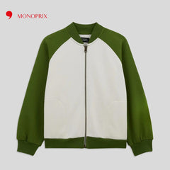 MONOPRIX GREEN TWO TONE TEDDY WITH BACK EMBROIDERY