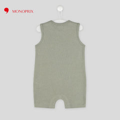 MONOPRIX GREEN WAFFLE KNITTED JUMPSUIT