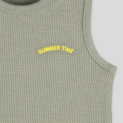 MONOPRIX GREEN WAFFLE KNITTED JUMPSUIT