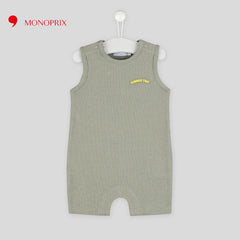 MONOPRIX GREEN WAFFLE KNITTED JUMPSUIT