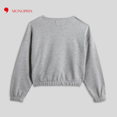 MONOPRIX GREY GO! GO! CROPPED SWEATSHIRT