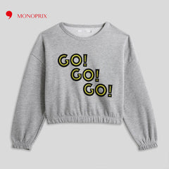 MONOPRIX GREY GO! GO! CROPPED SWEATSHIRT