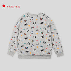 MONOPRIX GREY SUPER GAMER PRINTED SWEATSHIRT