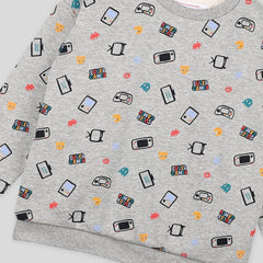 MONOPRIX GREY SUPER GAMER PRINTED SWEATSHIRT