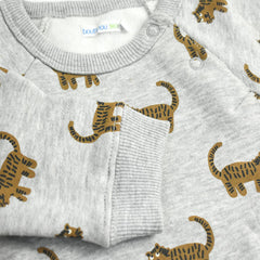 MONOPRIX GREY TIGER PRINTER FLEECE SWEATSHIRT