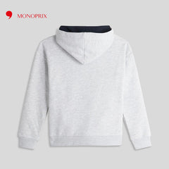 MONOPRIX HEATHER GREY LET'S ROLL PRINTED HOODIE