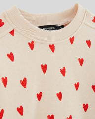 MONOPRIX LIGHT BEIGE HEARTS PRINT SWEATSHIRT