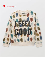 MONOPRIX LIGHT BEIGE I FEEL GOOD SWEATSHIRT