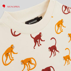 MONOPRIX LIGHT BEIGE MONKEY PRINT SWEATSHIRT