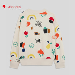 MONOPRIX LIGHT BEIGE PRINTED SWEATSHIRT