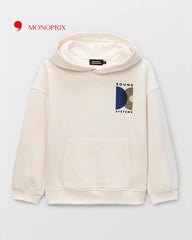 MONOPRIX LIGHT BEIGE SOUND SYSTEM PRINTED HOODIE
