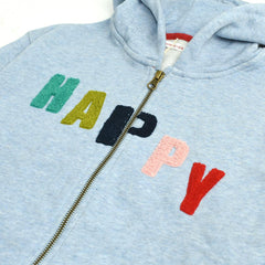 MONOPRIX LIGHT BLUE HAPPY EMBOSSED ZIPPER HOOD