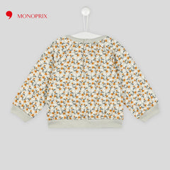 MONOPRIX LIGHT GREEN FLORAL PRINTED SWEATSHIRT