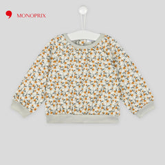 MONOPRIX LIGHT GREEN FLORAL PRINTED SWEATSHIRT