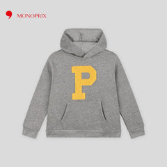 MONOPRIX LIGHT GREY PRINTED ORGANIC HOODIE