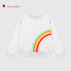 MONOPRIX LIGHT GREY RAINBOW EMBOSSED SWEATSHIRT 0068