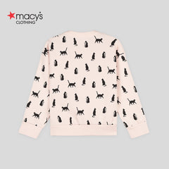 MACYS LIGHT PINK CAT MOTIF SWEATSHIRT