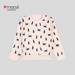 MACYS LIGHT PINK CAT MOTIF SWEATSHIRT