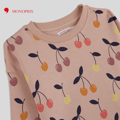 MONOPRIX LIGHT PINK CHERRY PRINTED SWEATSHIRT