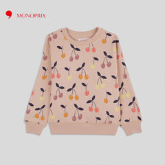 MONOPRIX LIGHT PINK CHERRY PRINTED SWEATSHIRT