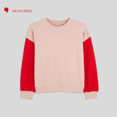 MONOPRIX LIGHT PINK CONTRASTING SLEEVE SWEATSHIRT