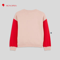 MONOPRIX LIGHT PINK CONTRASTING SLEEVE SWEATSHIRT