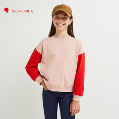 MONOPRIX LIGHT PINK CONTRASTING SLEEVE SWEATSHIRT