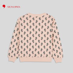 MONOPRIX LIGHT PINK FLORAL PRINTED SWEATSHIRT