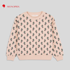MONOPRIX LIGHT PINK FLORAL PRINTED SWEATSHIRT