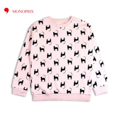 MONOPRIX LIGHT PINK CATS PRINTED SWEATSHIRT 023