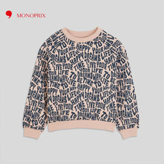 MONOPRIX LIGHT PINK OVERALL TEXT PRINTED SWEATSHIRT
