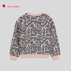 MONOPRIX LIGHT PINK OVERALL TEXT PRINTED SWEATSHIRT