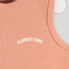 MONOPRIX PASTEL ORANGE WAFFLE KNITTED JUMPSUIT