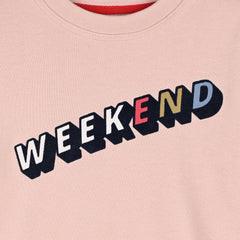 MONOPRIX LIGHT PINK WEEKEND PRINTED SWEATSHIRT