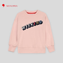 MONOPRIX LIGHT PINK WEEKEND PRINTED SWEATSHIRT