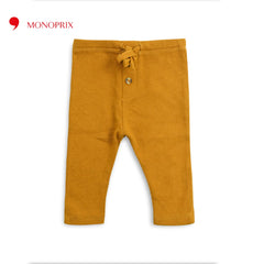 MONOPRIX MUSTARD TEXTURED RIBBED LEGGING