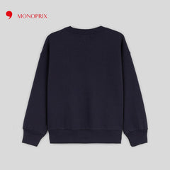 MONOPRIX NAVY BLUE LUCKY EMBOSED TERRY SWEATSHIRT