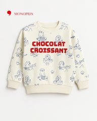 MONOPRIX OFF WHITE CHOCOLAT CROSSIANT SWEATSHIRT
