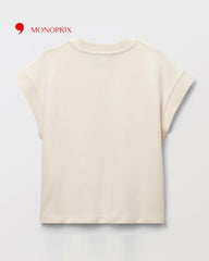 MONOPRIX OFF WHITE DANCING CLUB SLEEVELESS SWEATSHIRT