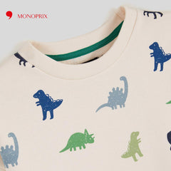 MONOPRIX OFF WHITE DINO PRINTED SWEATSHIRT